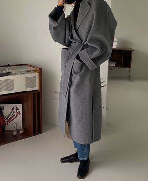 [Korean Style] Kiera Oversized Belted Long Wool Coat