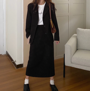 [Korean Style] Rumie Long Sleeve Blazer Skirt Set