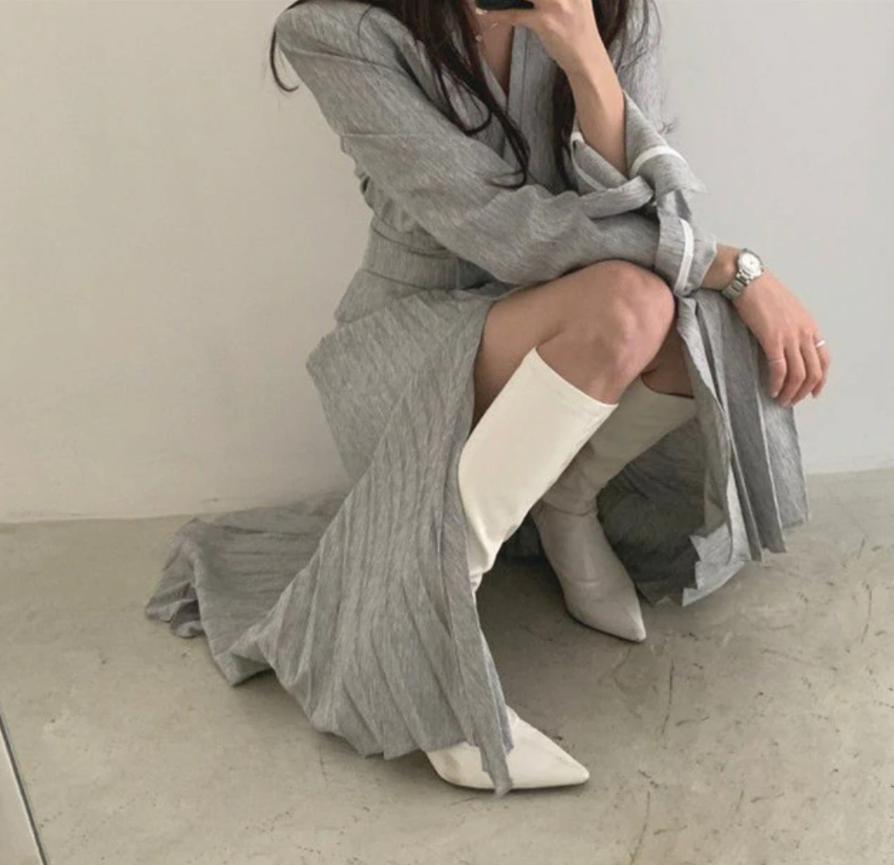 [Korean Style] Nalia Blazer w/ Pleated Slit Skirt 2 Piece  Set