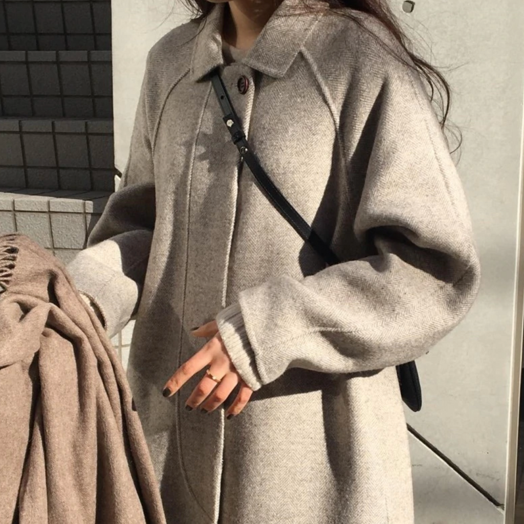 [Korean Style] Blaire Wool Blended Winter Long Overcoat