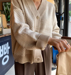 [Korean Style] Holal Zigzag Pattern Cardigan Sweater