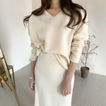 [Korean Style] Darby Matchy Knit Top and Long Skirt 2 pc Set