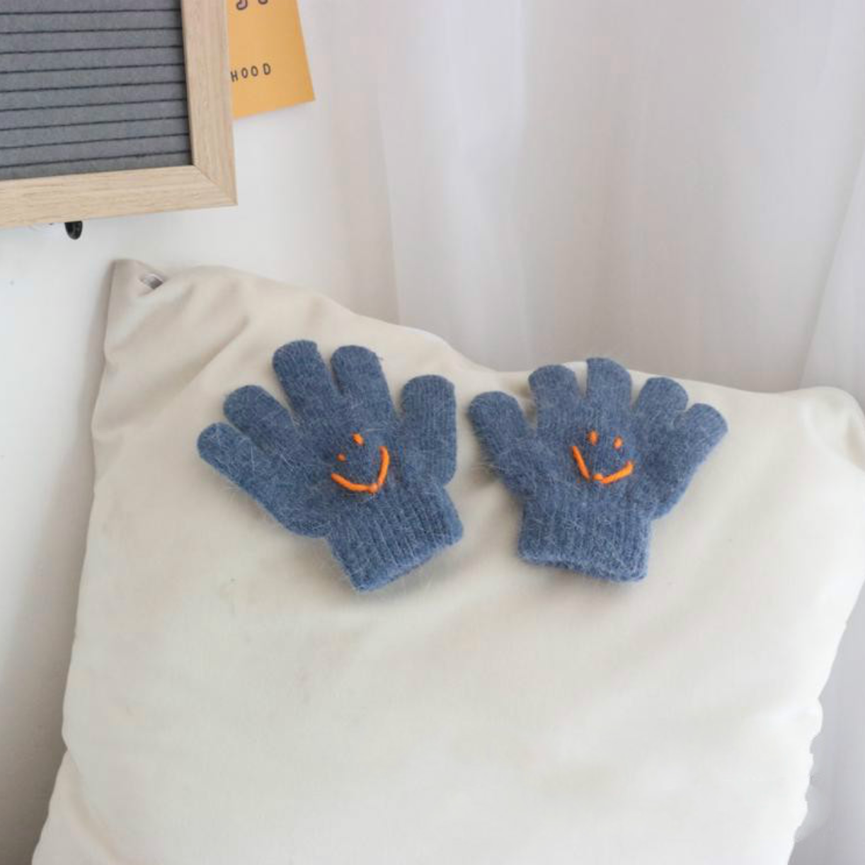 [Korean Style] Wool Blended Smilie Face Women Gloves