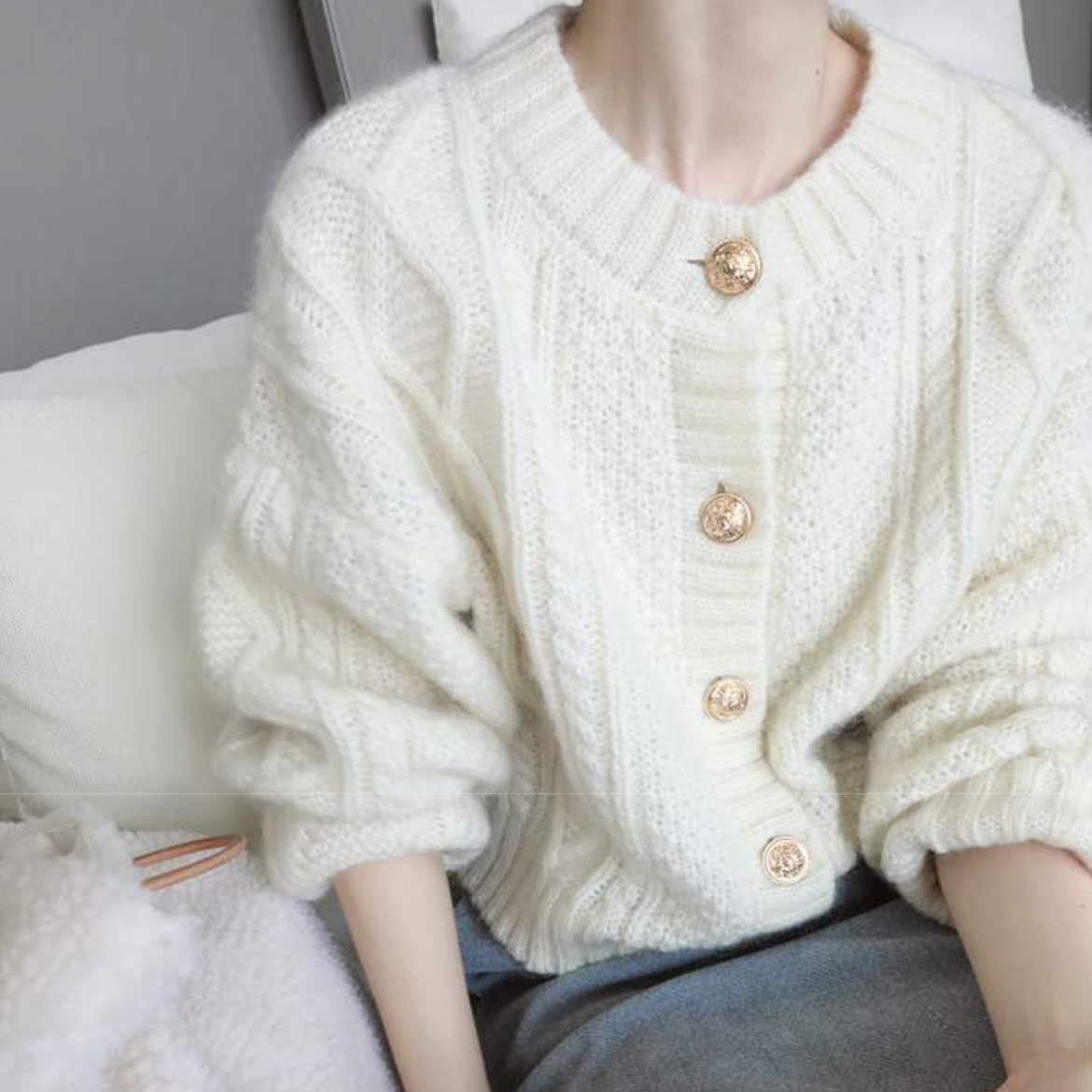 [Korean Style] Sonjin Cable Knit Chunky Cardigan