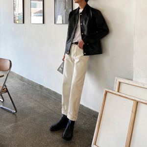 [Korean Style] Alex Button-up Slim Fit Faux Leather Jacket
