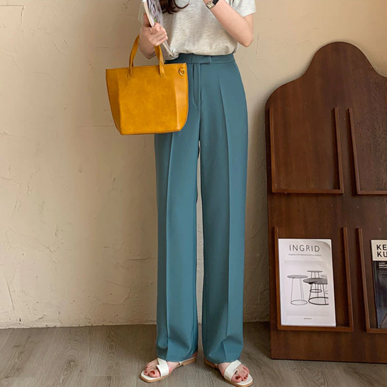 [Korean Style] Vannie 5 Colors Pleated Wide Leg Slim Slacks
