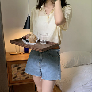 [Korean Style] High Quality High Waist Frayed Denim Shorts
