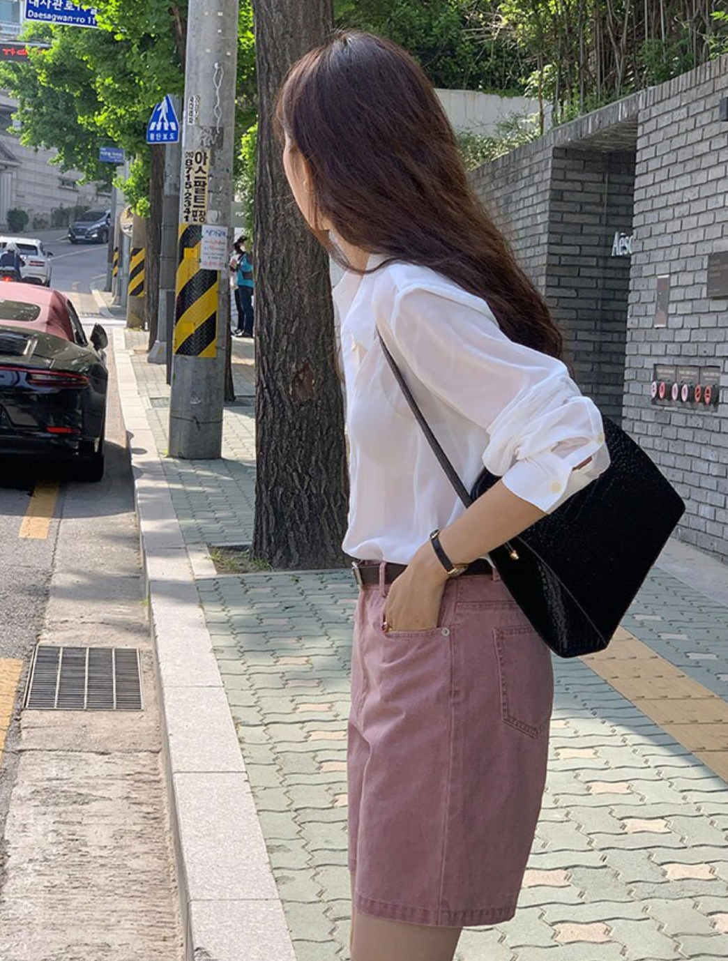 [Korean Style] 4 Colors High Waist Bermuda Denim Shorts