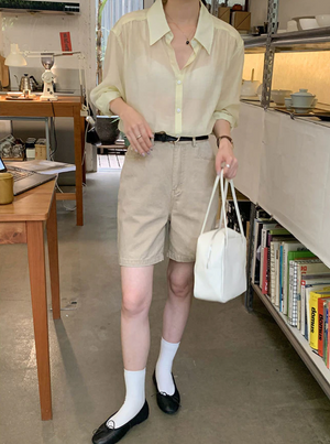 [Korean Style] 4 Colors High Waist Bermuda Denim Shorts