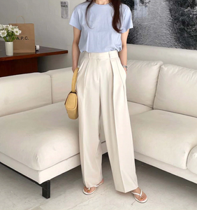 [Korean Style] Solid Color Pleated Trousers Dress-up Pants
