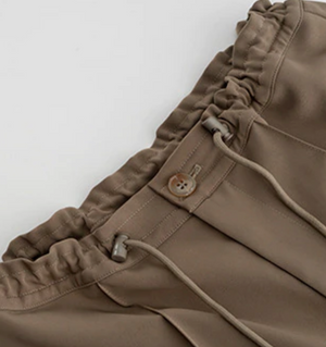 [Korean Style] Drawstring Cinched Waist Pleated Wide Leg Trousers