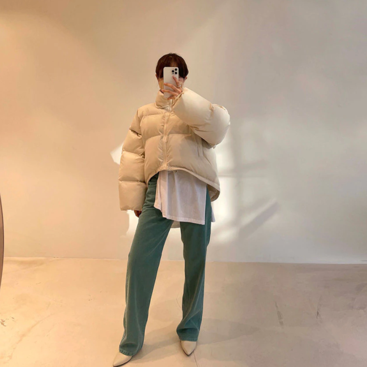 [Korean Style] 3 Colors Cozy Cropped Parka Puffer Jacket