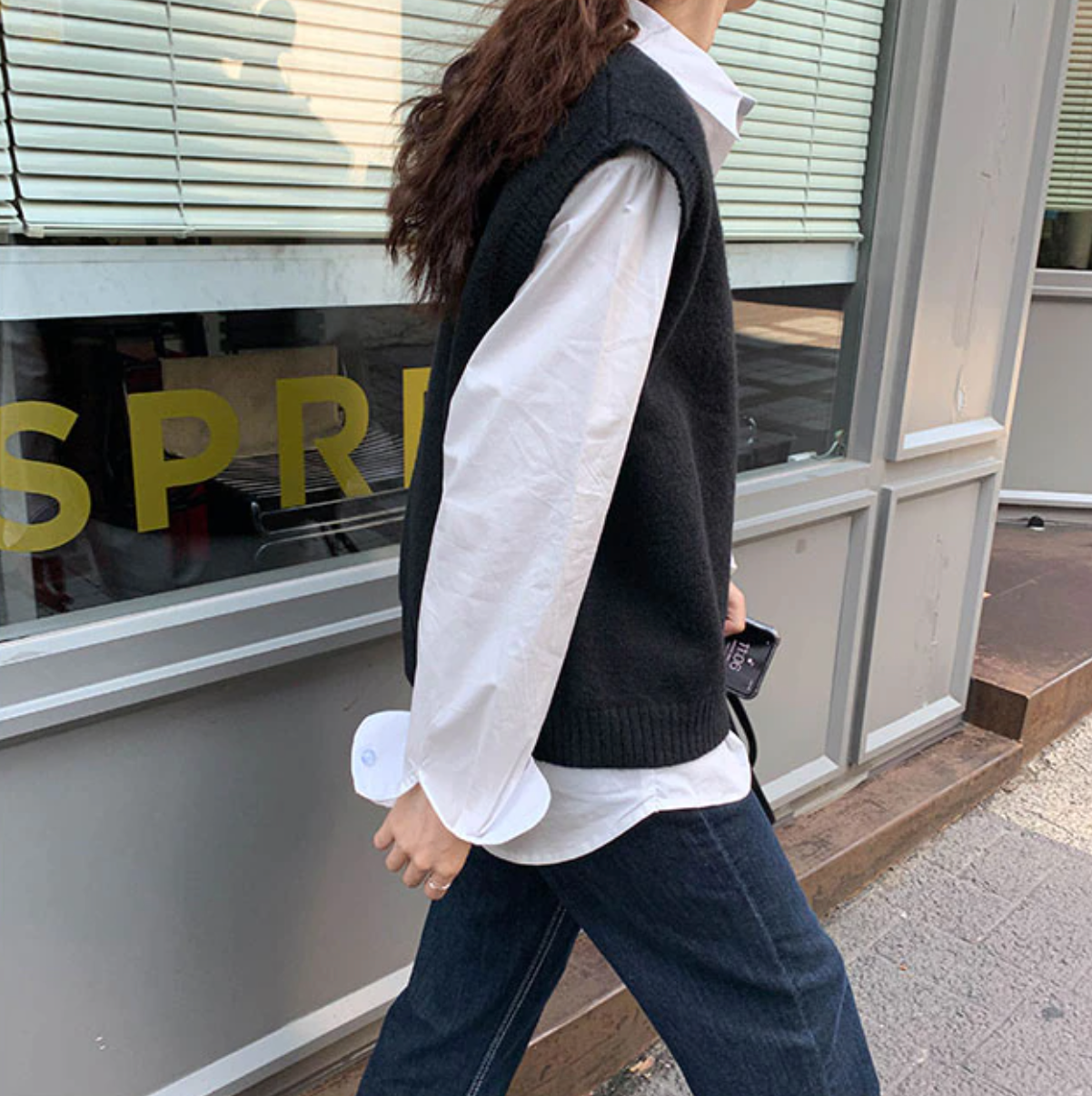 [Korean Style] 4 Colors Loose Fit V Neck Knit Vest