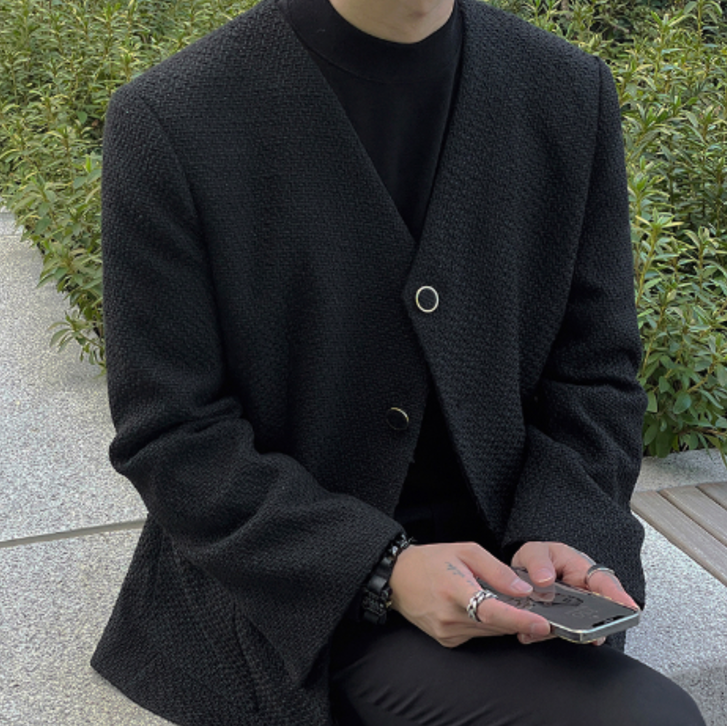 [Korean Style] V-neck Long-Sleeved Jacket