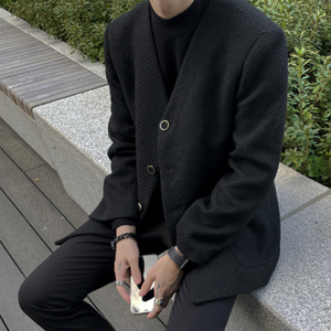 [Korean Style] V-neck Long-Sleeved Jacket