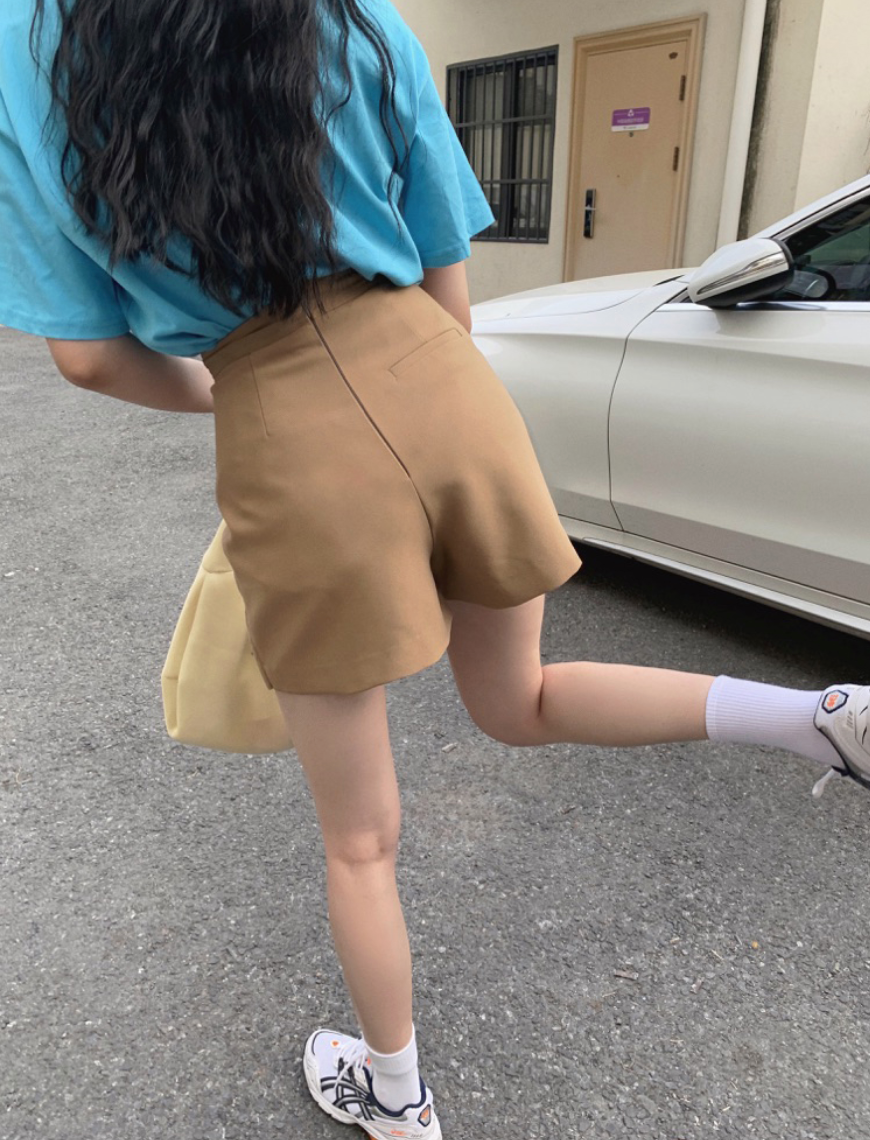 [Korean Style] 2 Colors High Waist A-line Slit Mini Skirt