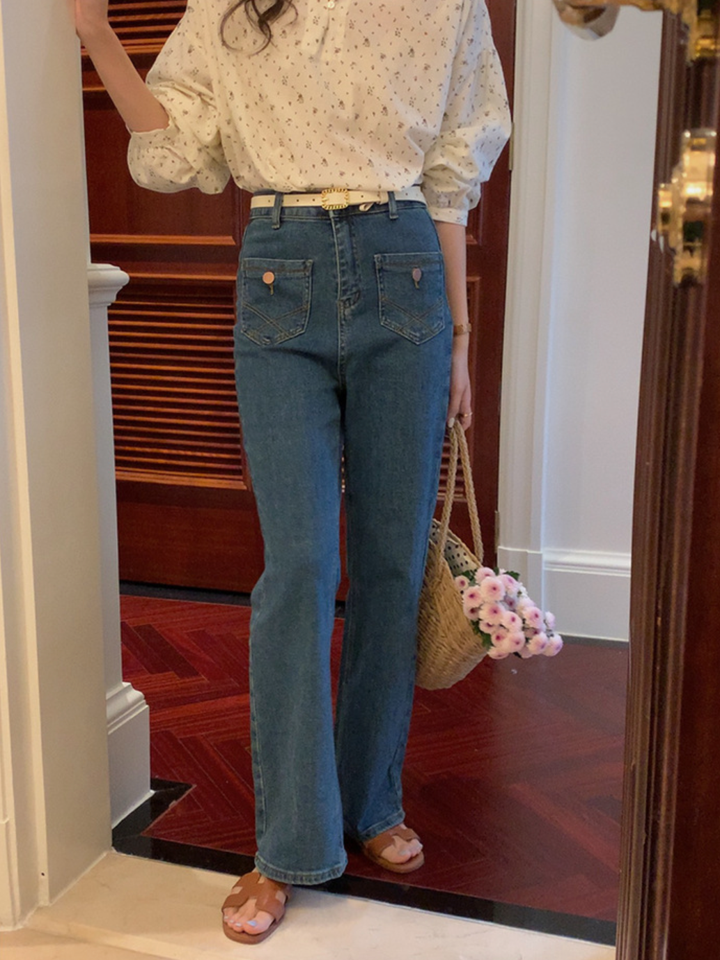 [Korean Style] High Waist Front Pocket Bootcut Flare Jeans