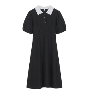 [Korean Style] Polo Collared Short Sleeve One Piece Dress