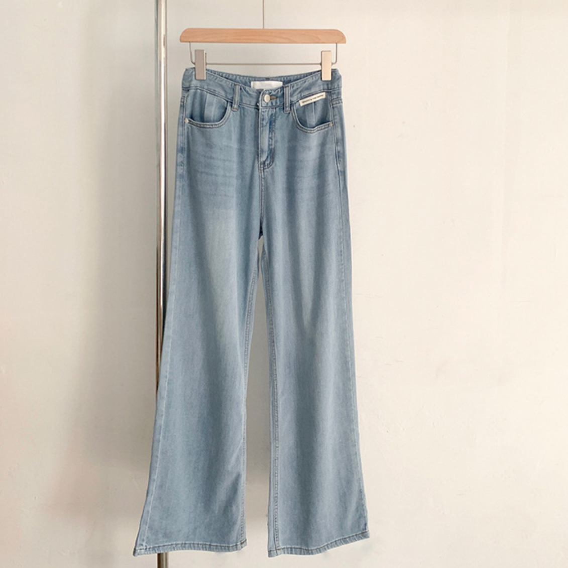 [Korean Style] Light Weight High Rise Wide Leg Denim Jeans