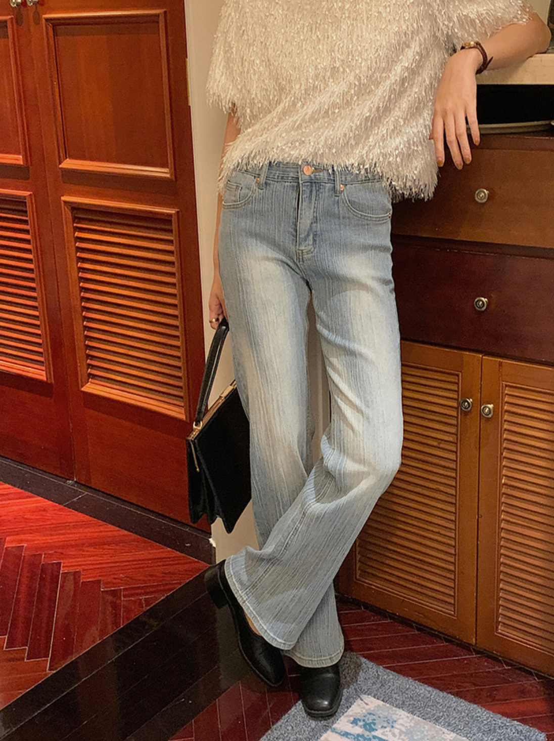 [Korean Style] High Rise Light Washed Bootcut Flare Jeans