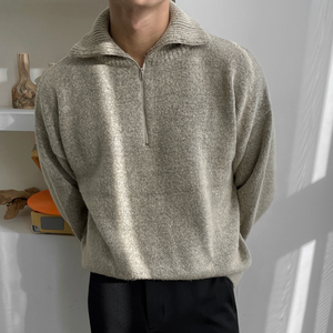 [Korean Style] 3 Colors Wool Zip Pullover Sweaters
