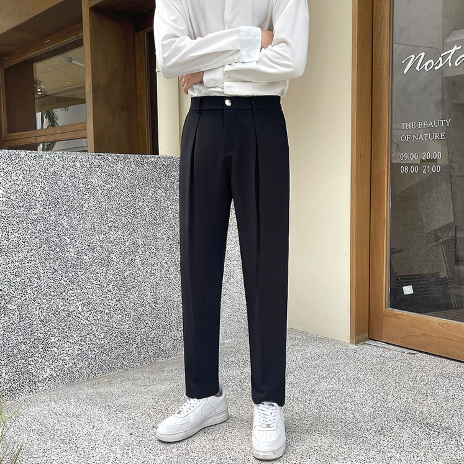 [Korean Style] 2 Colors Cotton Straight Pants
