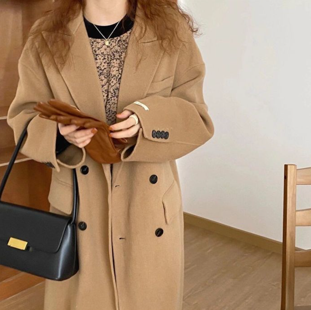 [Korean Style] High Quality Handmade Double Breasted Loose Fit Cashmere Woolen Long Coat No Lining