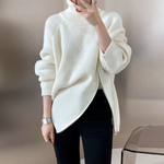 [Korean Style] Solid Color Zipper Turtleneck Chunky Sweater