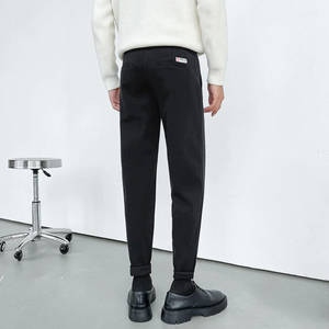 [Korean Style] 2 Colors Thick Woolen Slim-Fit Pants