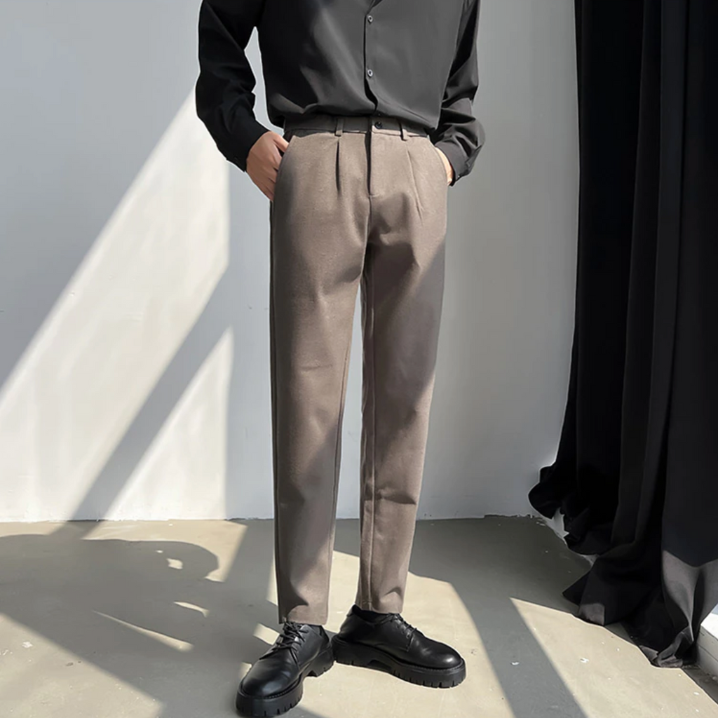 Slim Fit Mens Business Office Pants With Elastic Waist Black/Grey Classic Korean  Mens Smart Casual Trousers For Spring/Summer Plus Size 27 38 42 ZLN231110  From Youth01, $18.94 | DHgate.Com