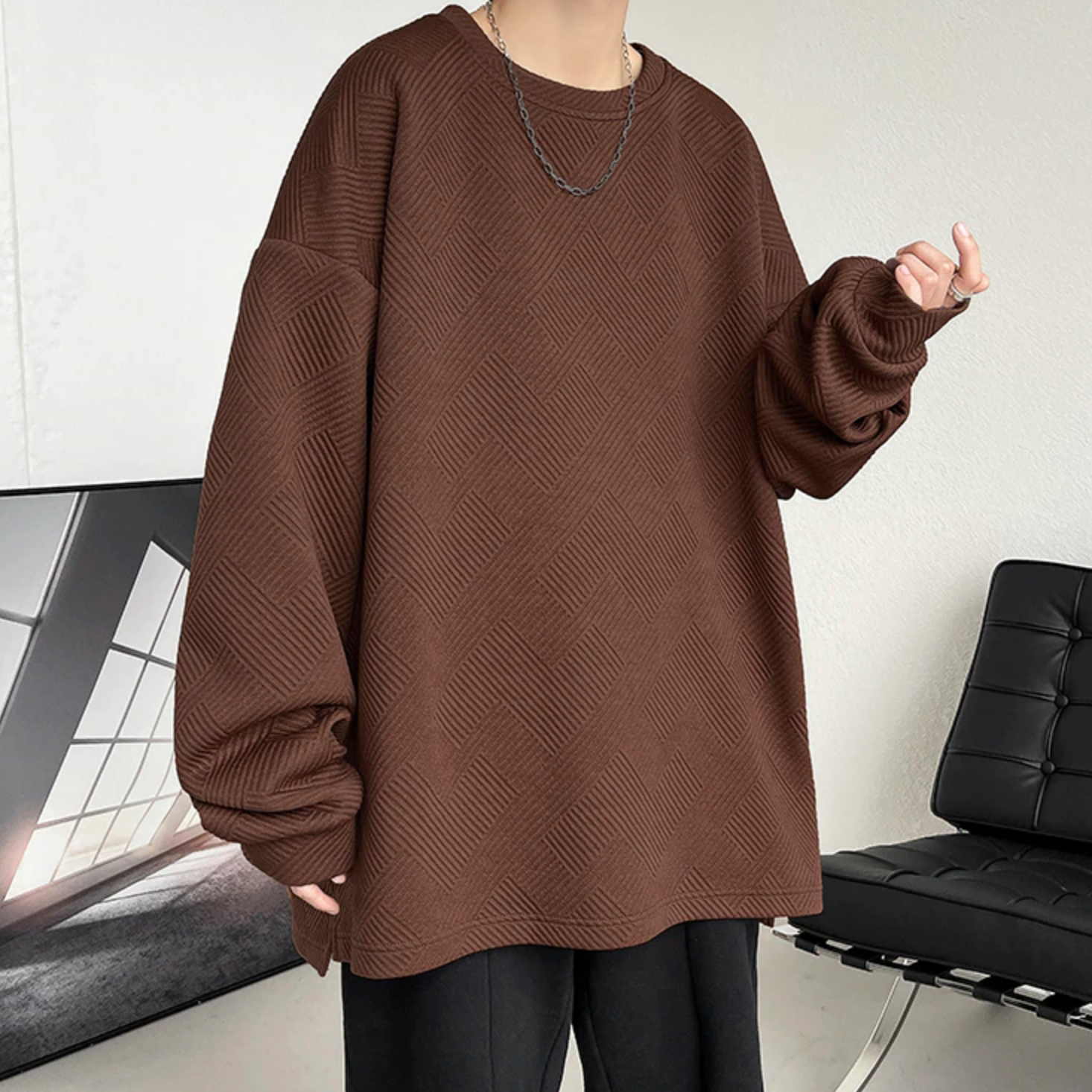 [Korean Style] 3 Colors Oversized O-Neck Sweatshirts