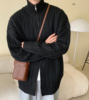 [Korean Style] 2 Colors Wool Zipper Cardigan Sweaters