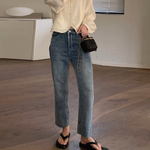 [Korean Style] Light Washed High Rise Straight Cropped Jeans