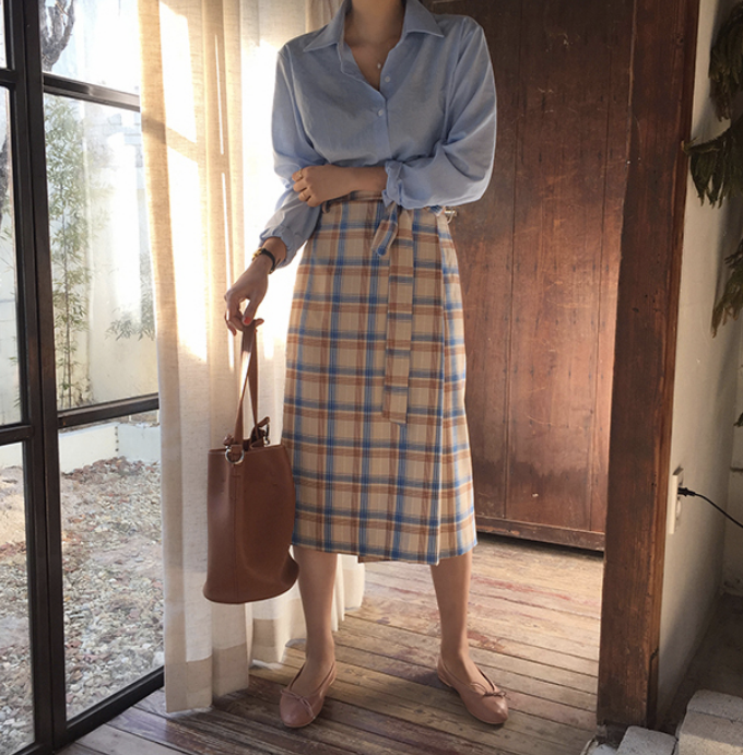 [Korean Style] Picnic Wrap Pencil Skirt