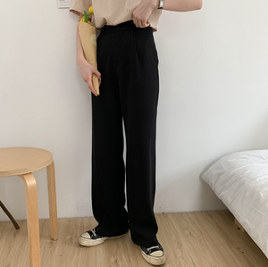 [Korean Style] Black Sesame Full Length Staight Wide Leg Pants