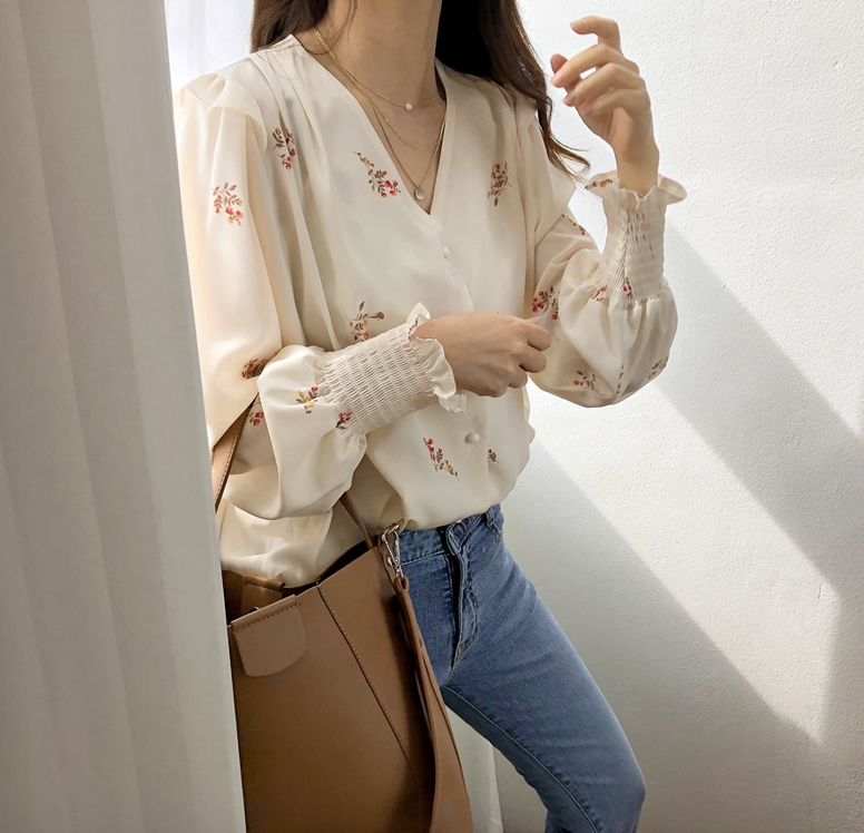 [Korean Style] Carne Gloral Blouse