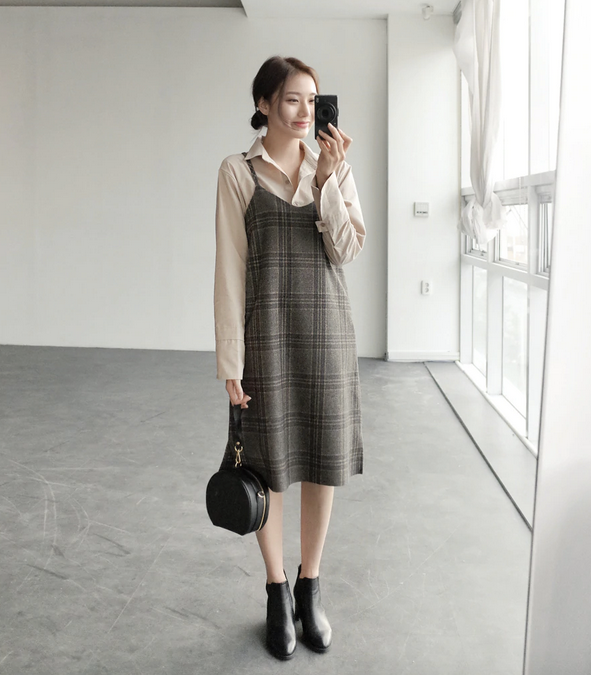 [Korean Style] Charlotte Plaid Cami Dress