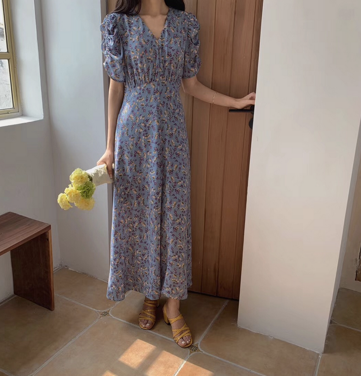 [Korean Style] Winnie Twist Prints Dress