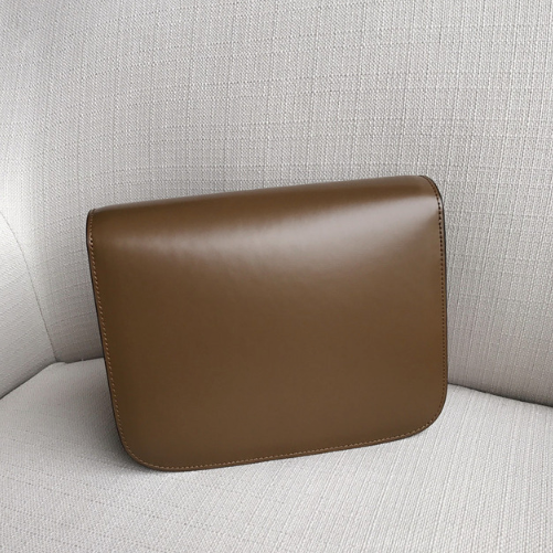 Korean Style Minimalistic Taupe Calfskin Leather Box Bag 