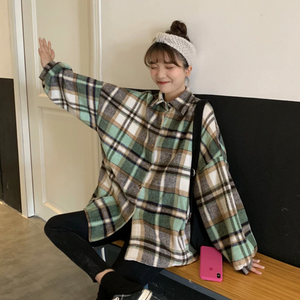 [Korean Style] Shila Plaid Oversized Shirts