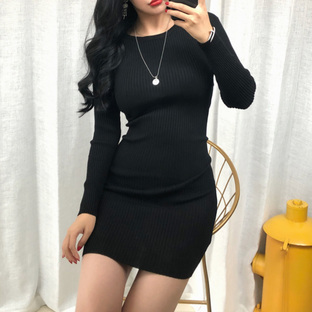 [Korean Style] Remy Slim Fit Rib Knit Dress