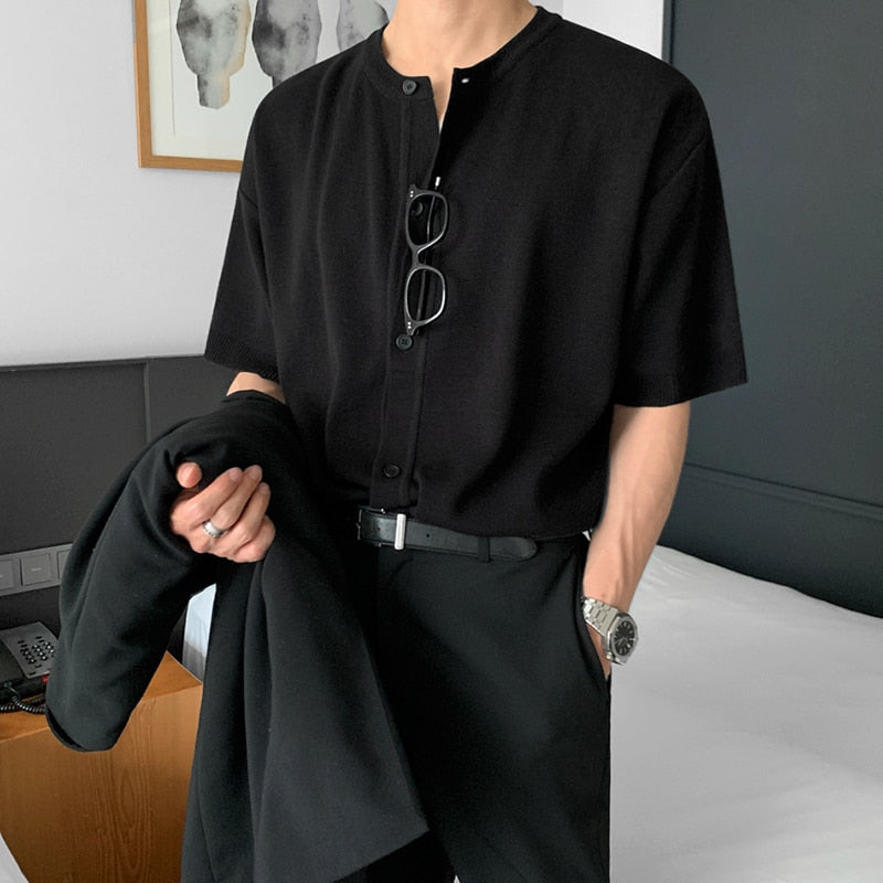 [Korean Style] Knitted Cardigan Short-Sleeved T-shirt