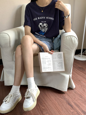 [Korean Style] Oversized Fit Puppy Graphic Box Tee