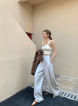[Korean Style] 3 Colors Pleated Wide Leg Trousers