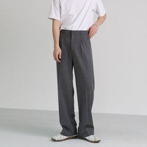[Korean Style] Grey/black Ice Silk Wide Leg Pants