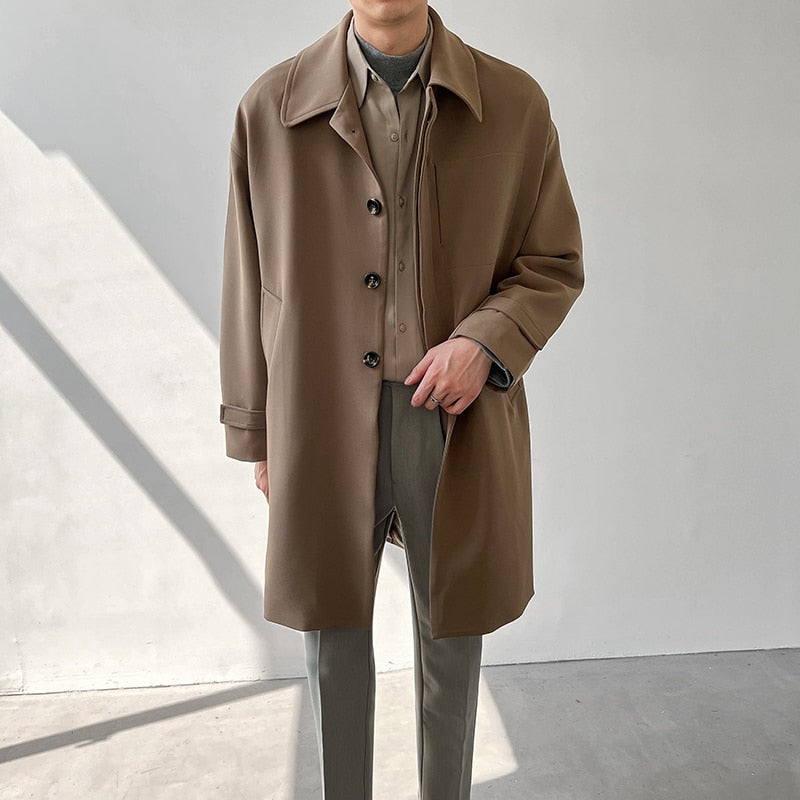 [Korean Style] 2 Colors Single Breasted Trench Coats