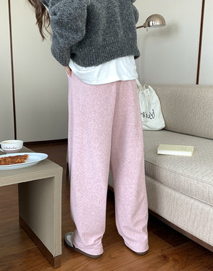 [Korean Style] Laidback 3 Color Cinched Waist Full Length Wide Leg Knit Pants