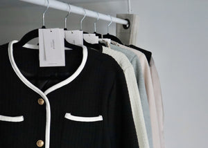 [Korean Style] Tours Black/White Tweed Jacket