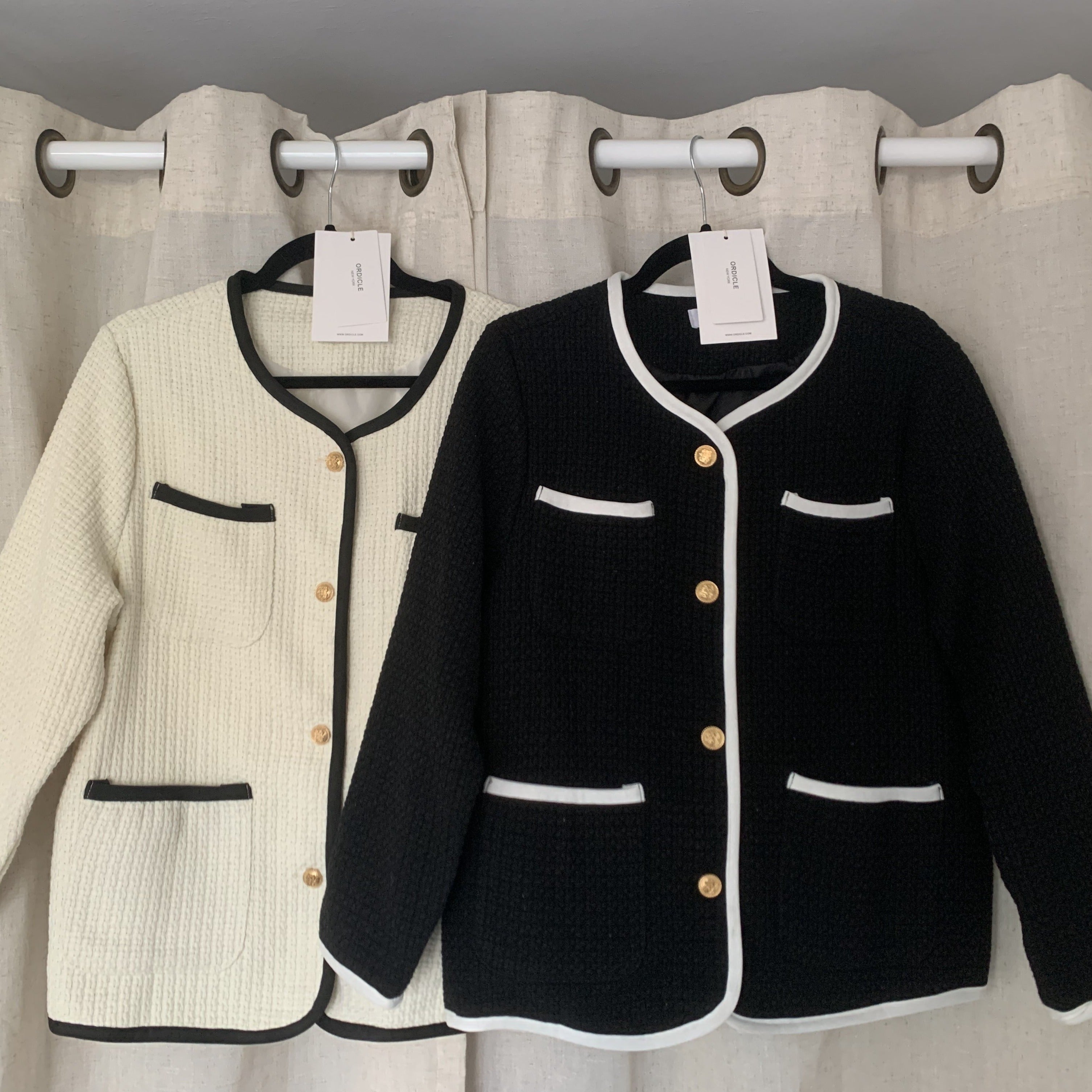 [Korean Style] Tours Black/White Tweed Jacket