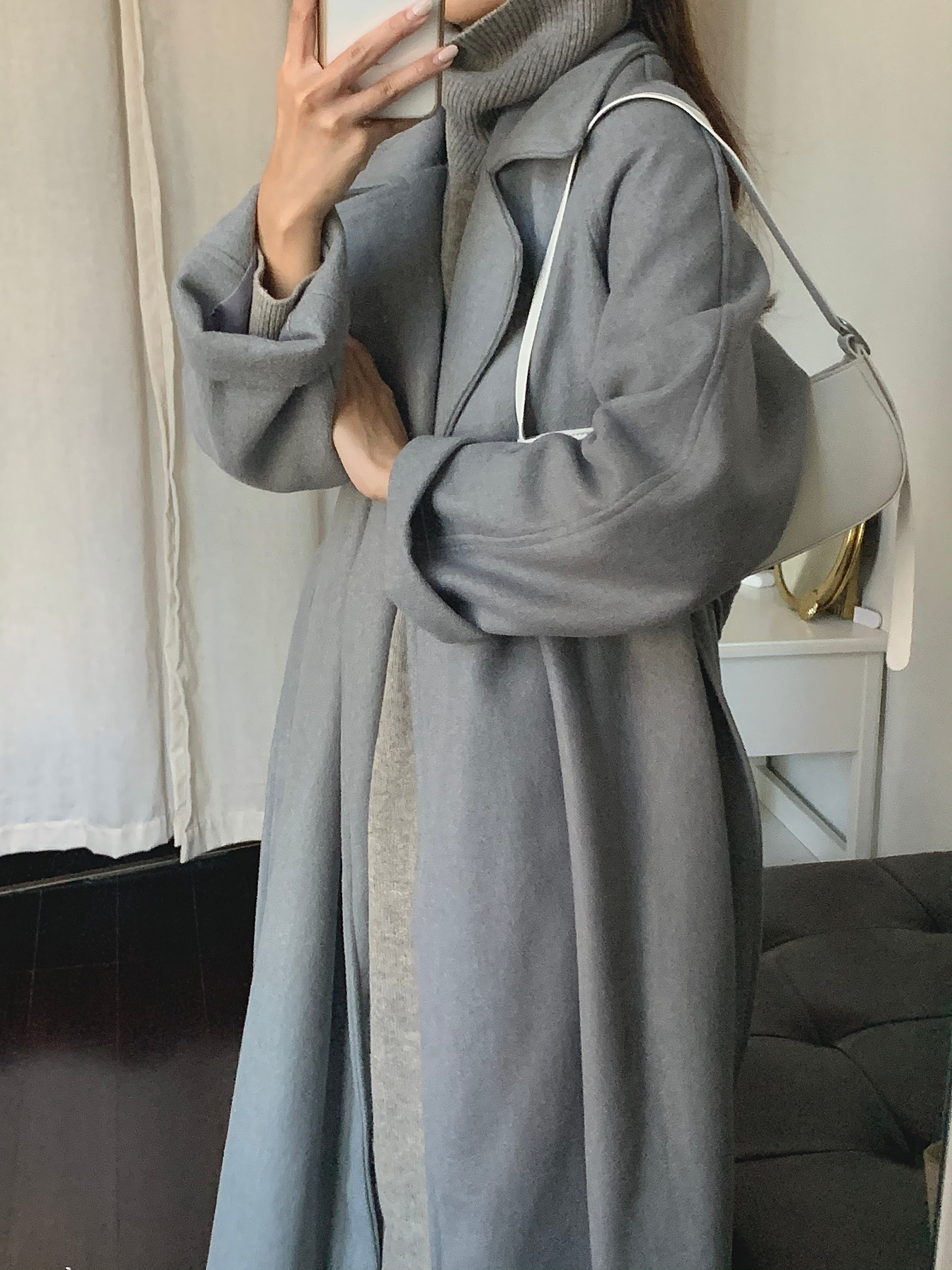 [Korean Style] Siantry Wool Blended Long Overcoat with Belt – Ordicle